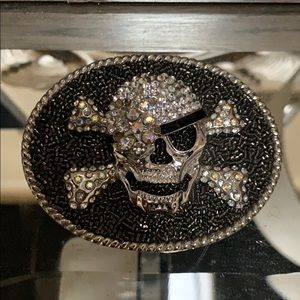 Rhinestone Pirate Belt Buckle